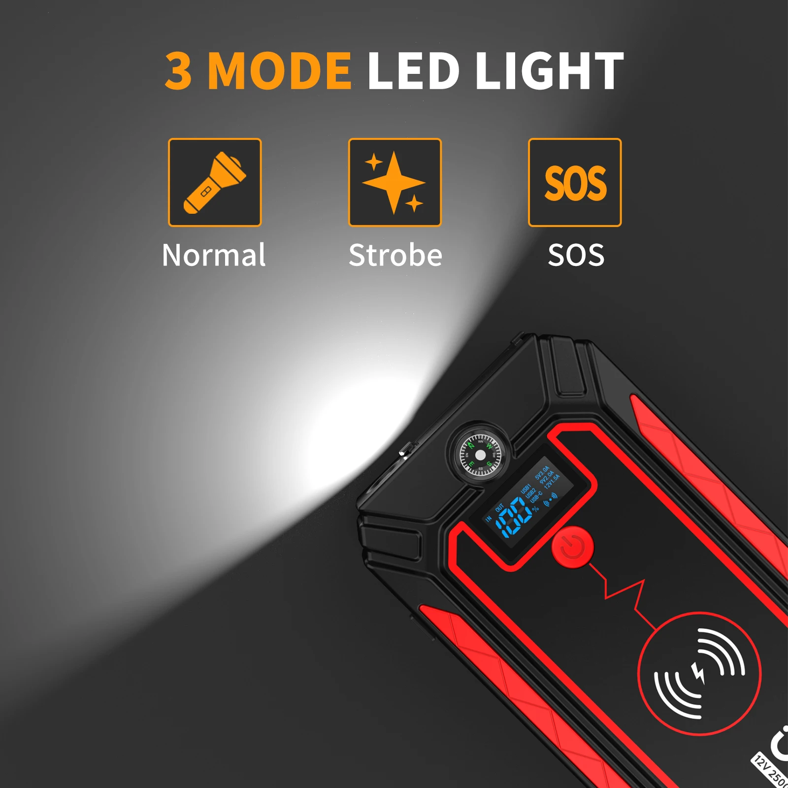 Utrai Car Starter Emeygency Vehicle Tools 2500A Booster With Wireless Charging 12V Jump Starter Wholesale OEM Factory