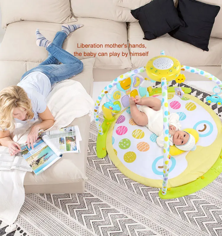 Мягкий детский игровой коврик для ползания новорожденных плюшевый пианино игр в тренажерном зале малышей