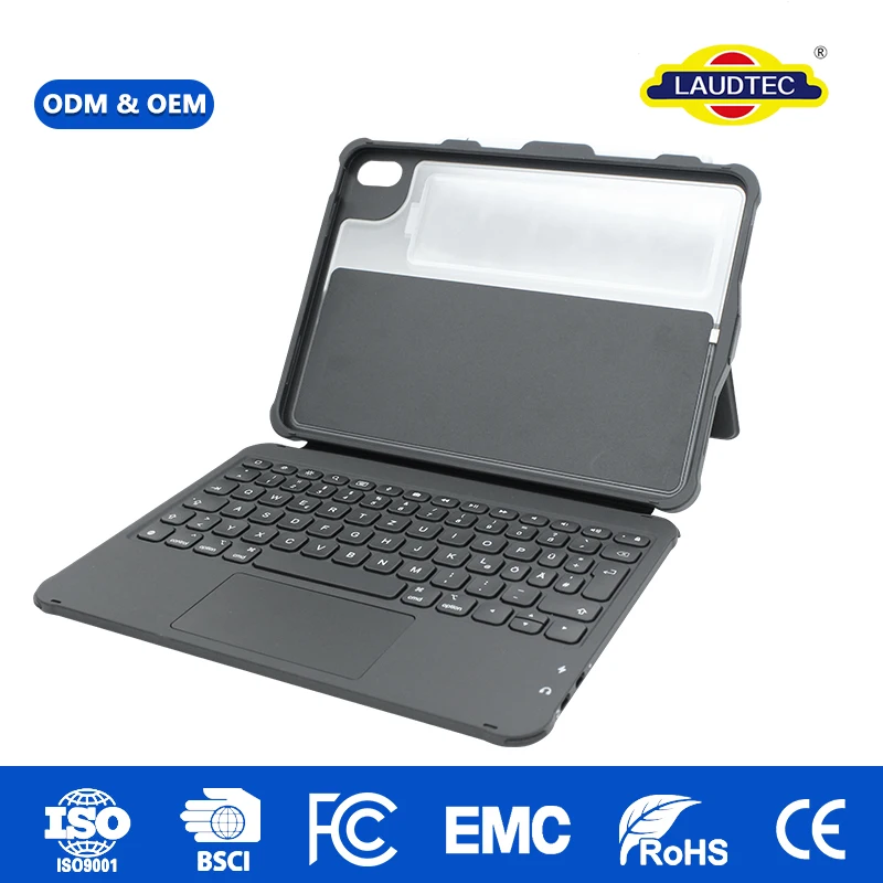 OEM Plug & Play Keyboard Case with Multi-Touch Trackpad,Pencil Slot,Drop-Protection Shell for iPad A16,CE/FCC/RoHs Certified