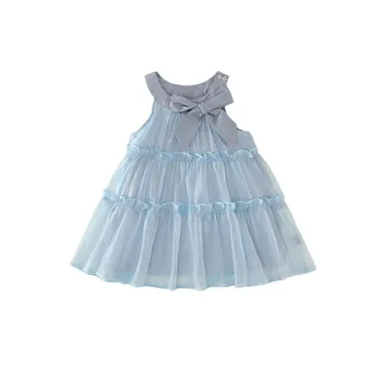 2025 New Little Girl's Baby Dresses Summer Necklace-Style Sleeveless Vest Sweet Style Chiffon Cake Baby Girl Skirt