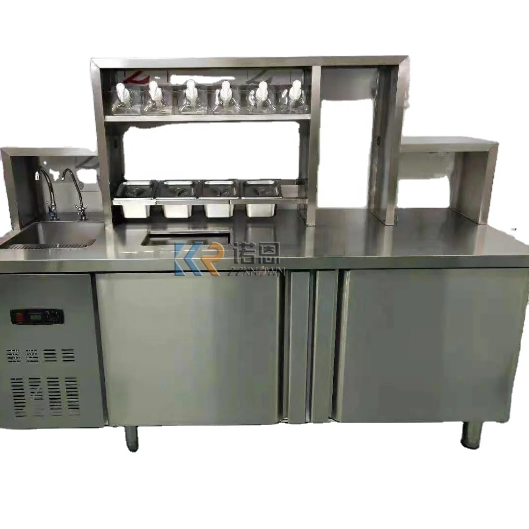 新しいステンレス鋼ドリンクバーカウンターデザインサラダとウォーター