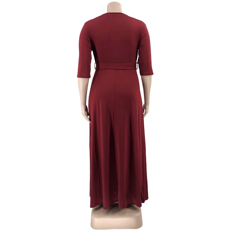 Plus Size Women's Dresses Loose Fitting Plus Size Sun Dresses With Belt  Plain Short Sleeve Plus Size Dresses for Fat Women