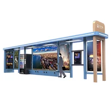 Modern Waterproof Metal Structure Smart Bus Stop Shelter With Digital Signage