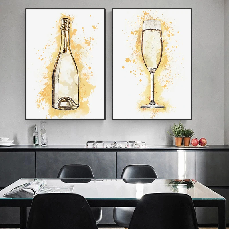 Analytical Wine Tasting Champagne Glasses | Large Metal Wall Art Print | Great Big Canvas