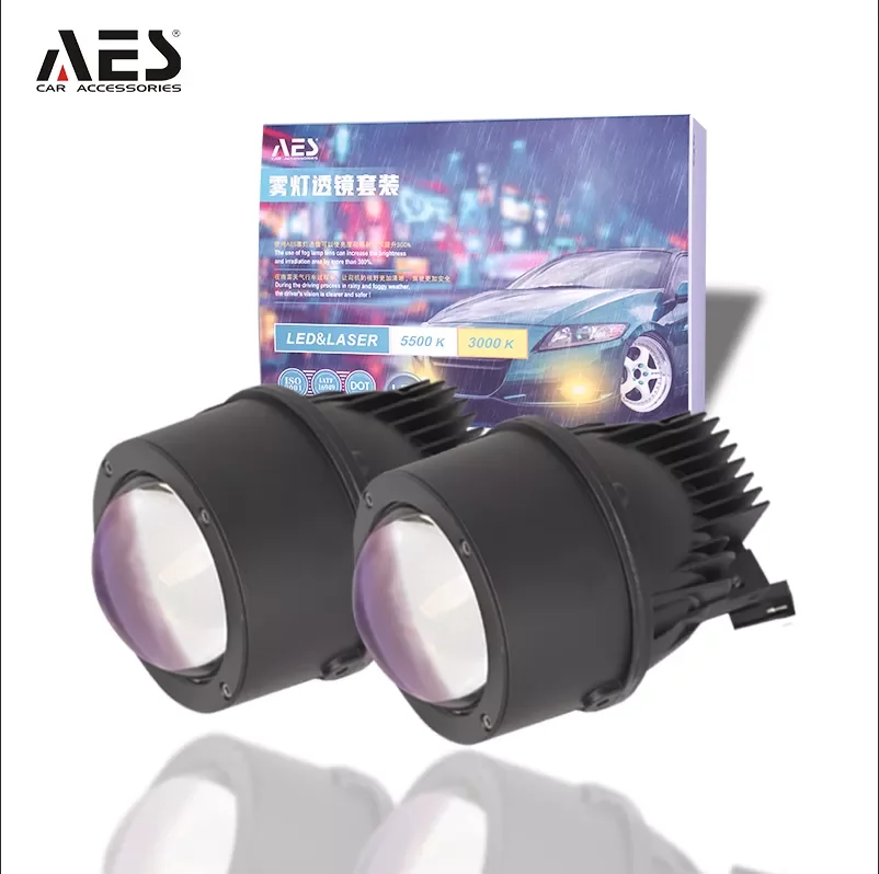 Aes Q8 Tricolors Led Fog Lamp 3000k 4300k 5500k Led Projector Lens For