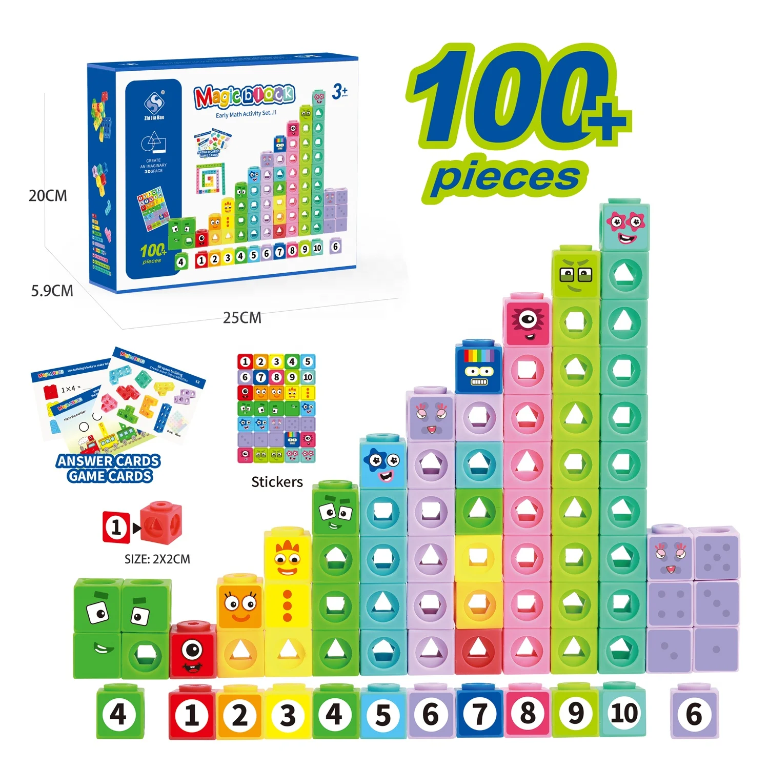 Mathematical Number Blocks Link Cube Educational Toys Kids Learning Math Toy