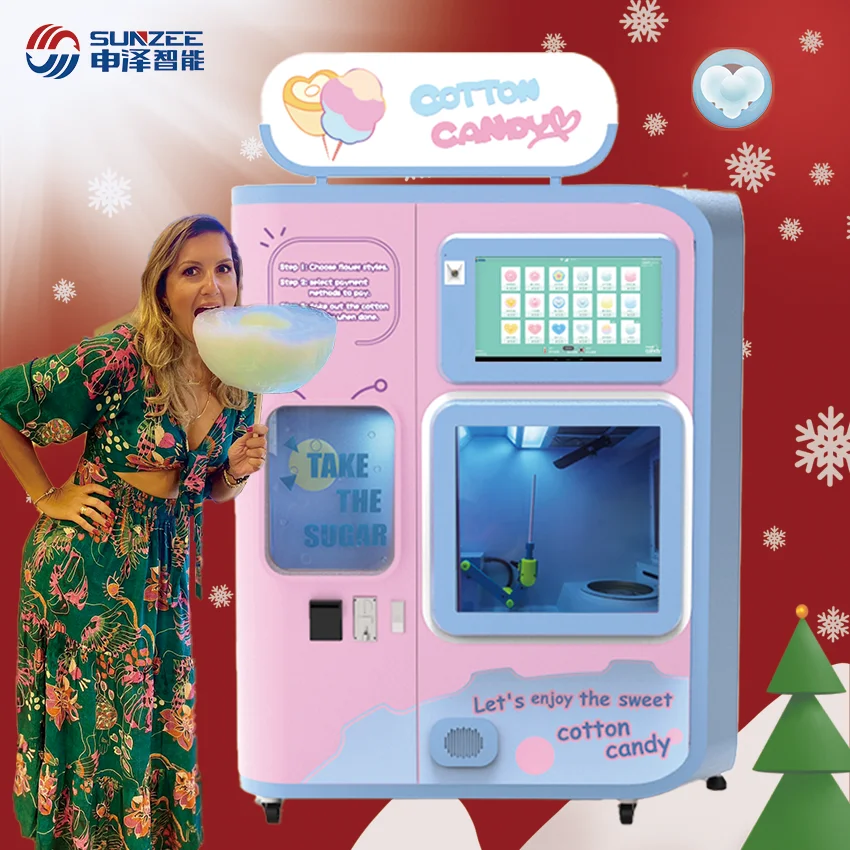 Високоякісний автомат для продажу солодкої вати Cotton Candy Robot Making Автоматичний торговий автомат Candy Floss Machine