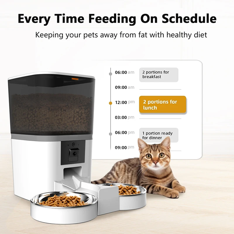 6l Double Bowl 5g Wifi Pet Feeder Camera Cat Dog Tuya App Control Smart
