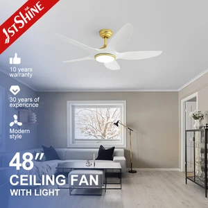 1stshine LED Ceiling Fan Silent Low Noise 5 Blades 48 Inches Gold Ceiling Fan With Remote