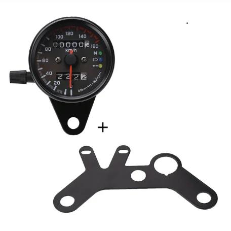Universele Motor Kilometerteller – LED-blauw, 12V, Dubbele Weergave – Met Schakelindicator – Geschikt Voor Cafe Racer & Retro Motoren