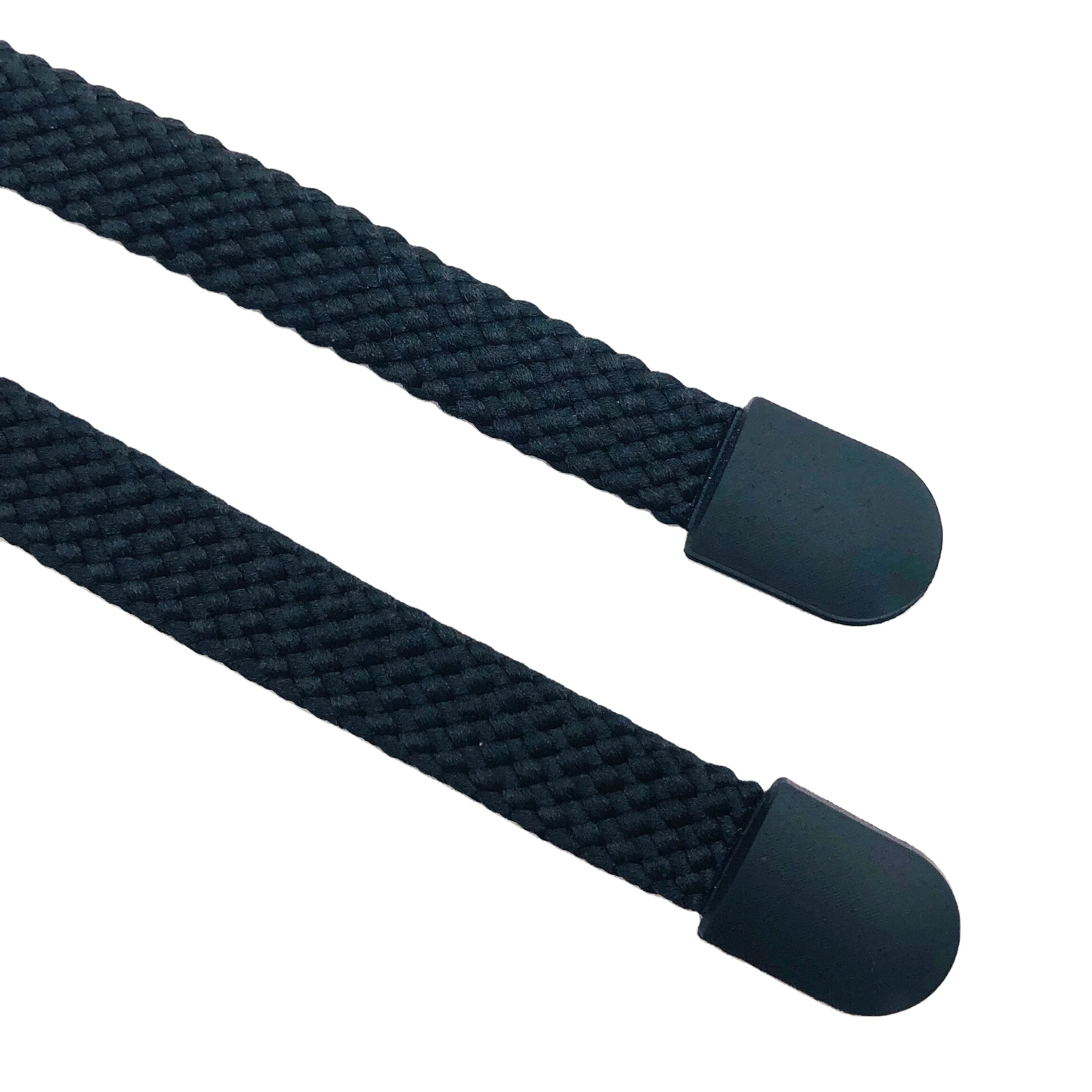 Fashion 8mm Black Flat High Quality Hoodie Drawcord Drawstring Cord With  Silicone Tip for Garment Shoes