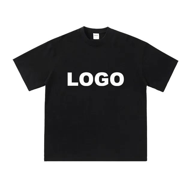 Custom Logo Graphic Tees T Shirts Hip Hop Round Neck Washed 3D Puff Printing Vintage Tshirts