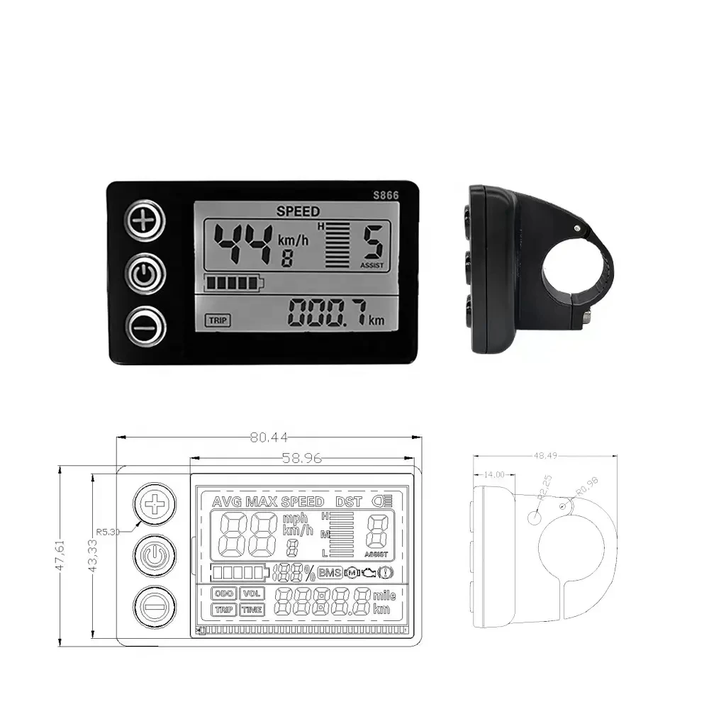 24V/36V/48V LCD-S866 Display for Electric Scooter Waterproof E-Bike Parts Controller for Electric Scooter LCD