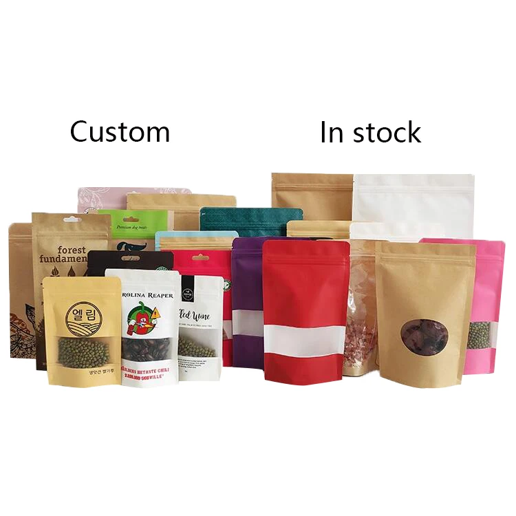 Kraft Paper Bag Tea Bags Packaging For Resealable Stand Up Pouches