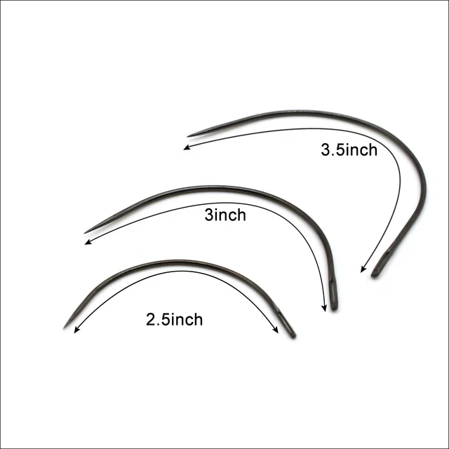 GlamorDove 3pcs/pack Curved Hair Extension Weaving Weft Sewing Needle C Type Hair Extensions Needles