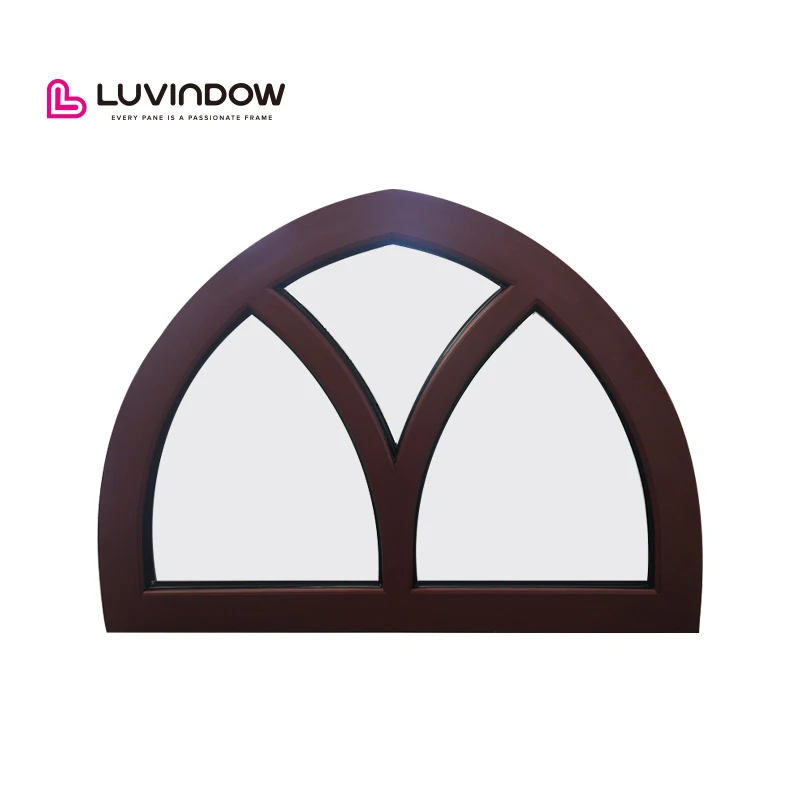 Comfortable Custom-Made New Design Double Glass Black Arch Special Shape Wooden Windows Window S