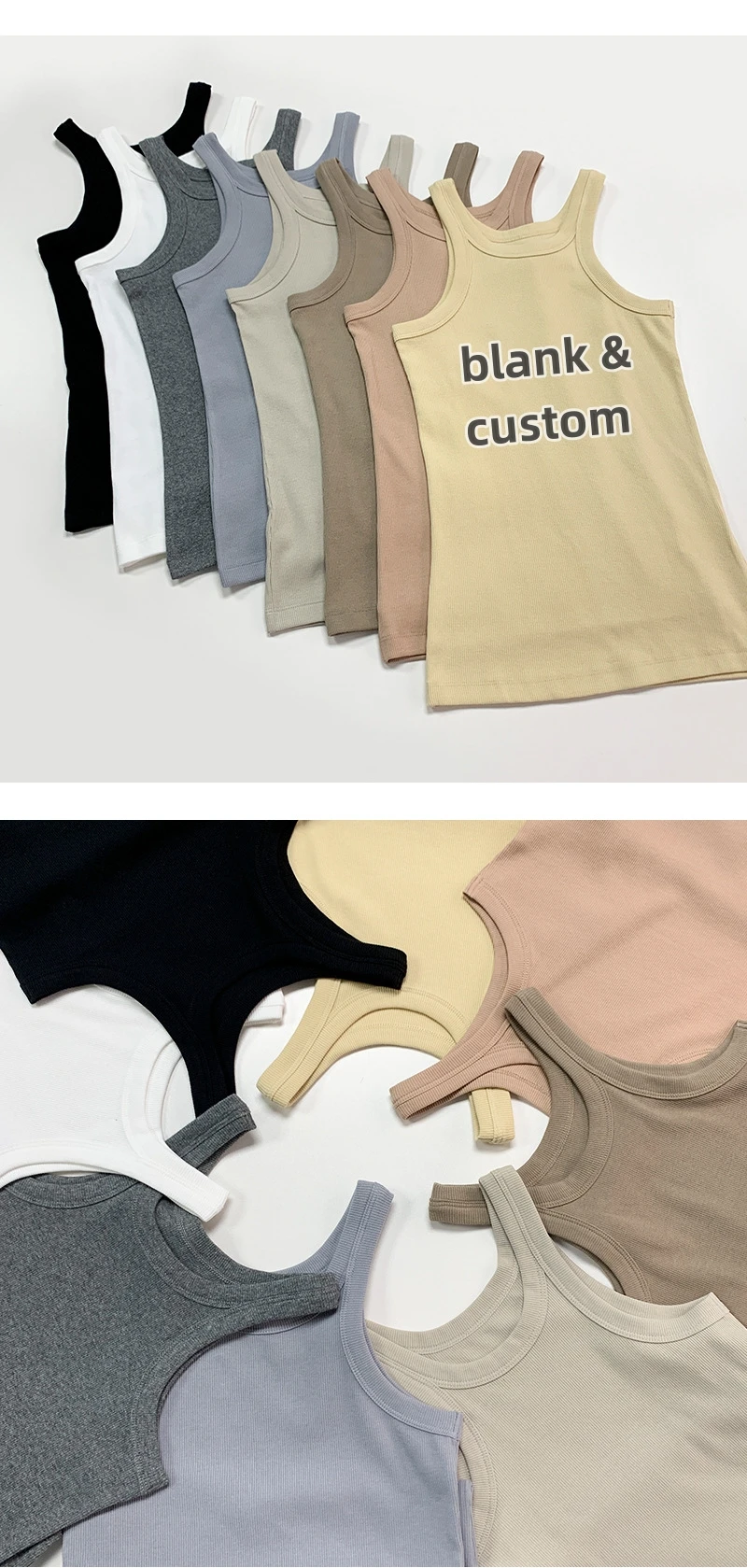 High Quality Lady's Tank Tops Rib Knit Crop Tank Tops Blank Custom