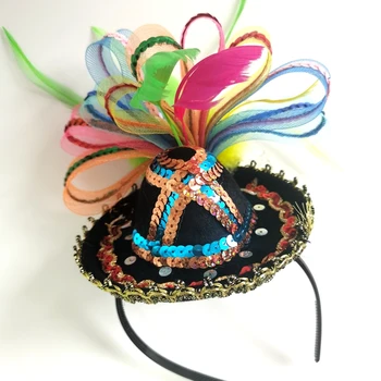 Cinco de Mayo Fiesta Sombrero Hairband Mexican Sequined Party Sombreros Hat Headband