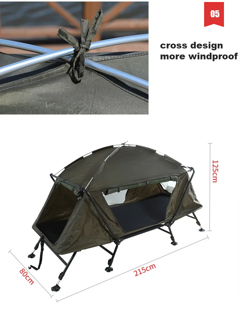 Green 1 Man Fish Tent Adjustable Support Double Layer Heavy Rainproof