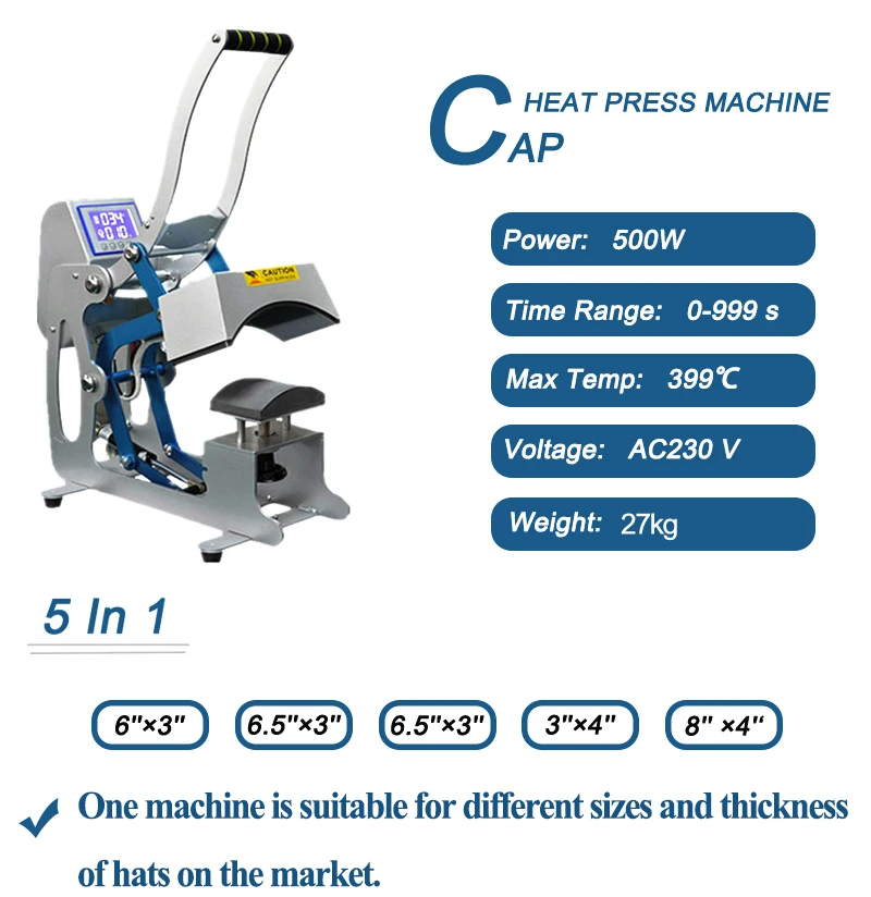 New Arrive Cap Press Machine With 5 Heat Parts Beautiful Design High