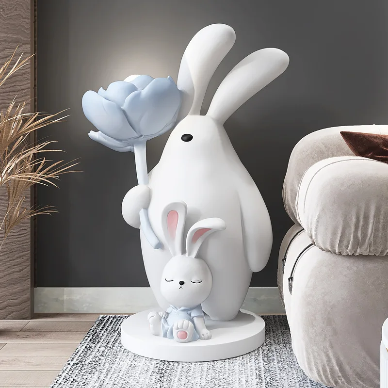 Wholesale Flower Rabbit Sculptures Rabbit Statue Resin Crafts for