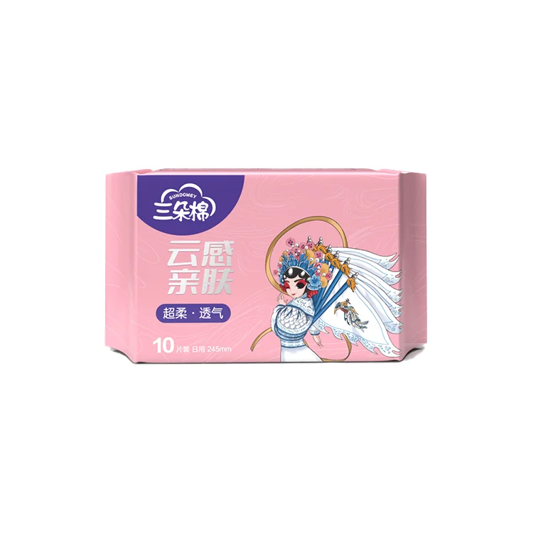 245mm Comfortable Fit The Skin Menstrual Sanitary Napkin Pads Manufacture