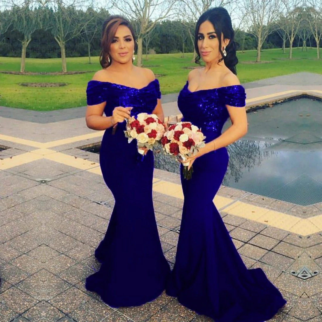 women elegant sequins bridesmaid dresses Rose Gold Sequins Long Bridesmaid Dress with Sleeves – FancyVestido main image 1
