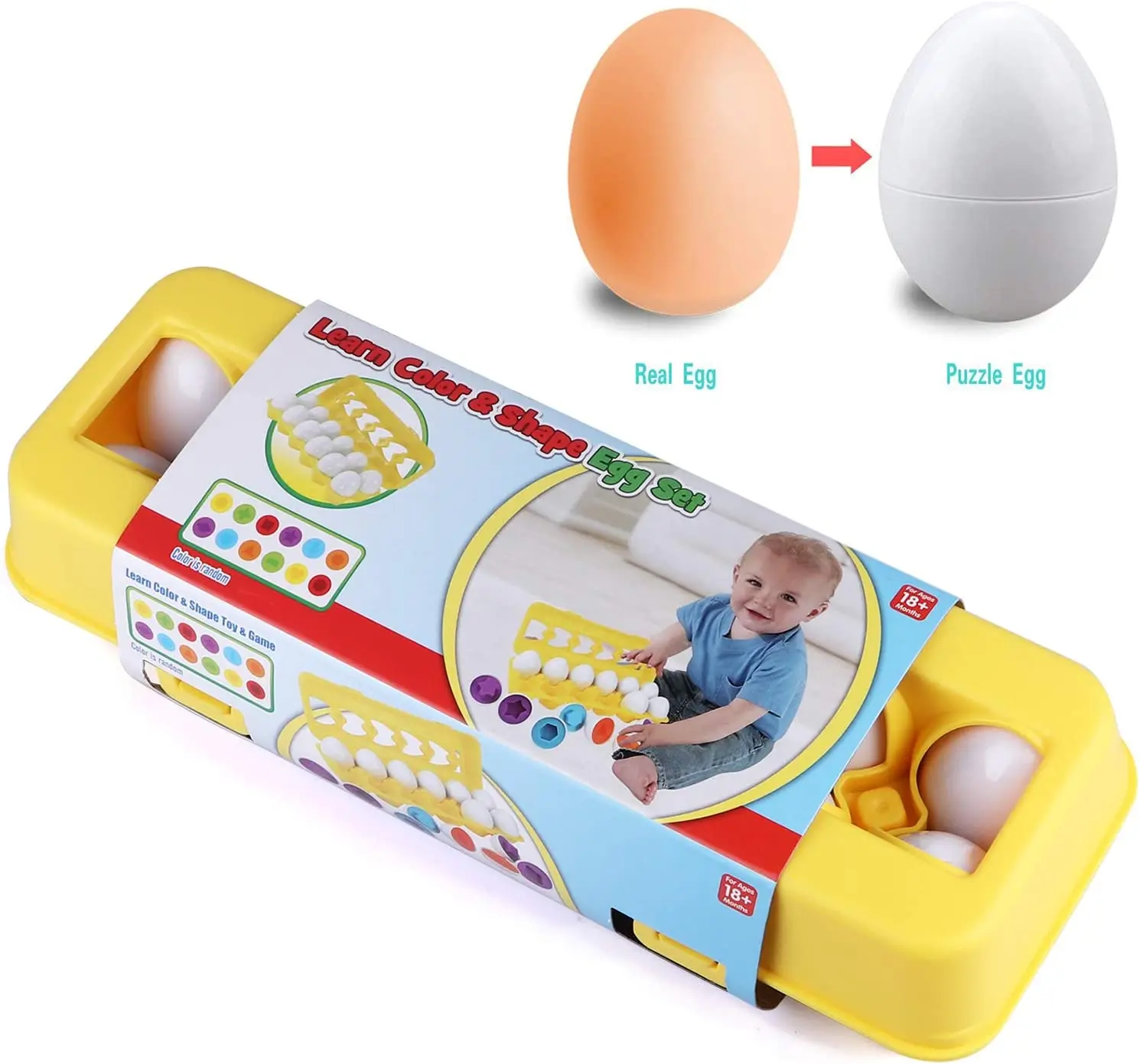 Huiye Matching Eggs Set 12 Eggs Upgraded Toddler Egg Toys Learning