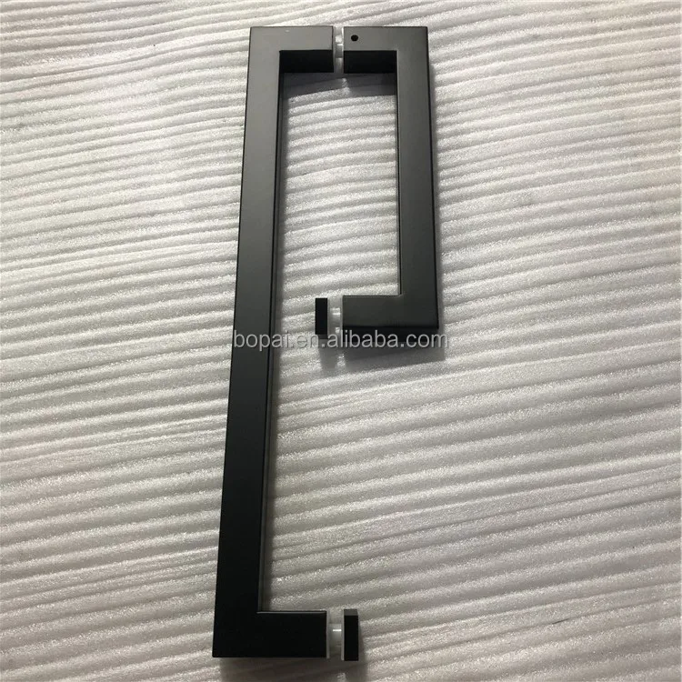 Matte Black Square Tube Stainless Steel Sliding Glass Shower Door