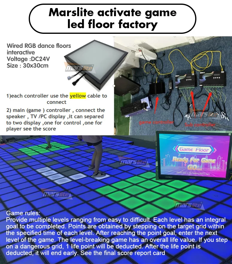 Marslite Activate Game Led Floor 30x30cm Interactive Light Active 99