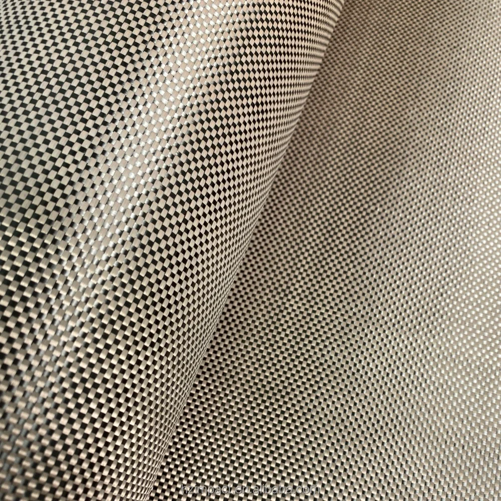 Champagne Gold Carbon Fiber Fabric Waterproof for Kevlar Mixed Hybrid Plain/Twill Weave Mixed for Kevlar Cloth Carbon Fiber