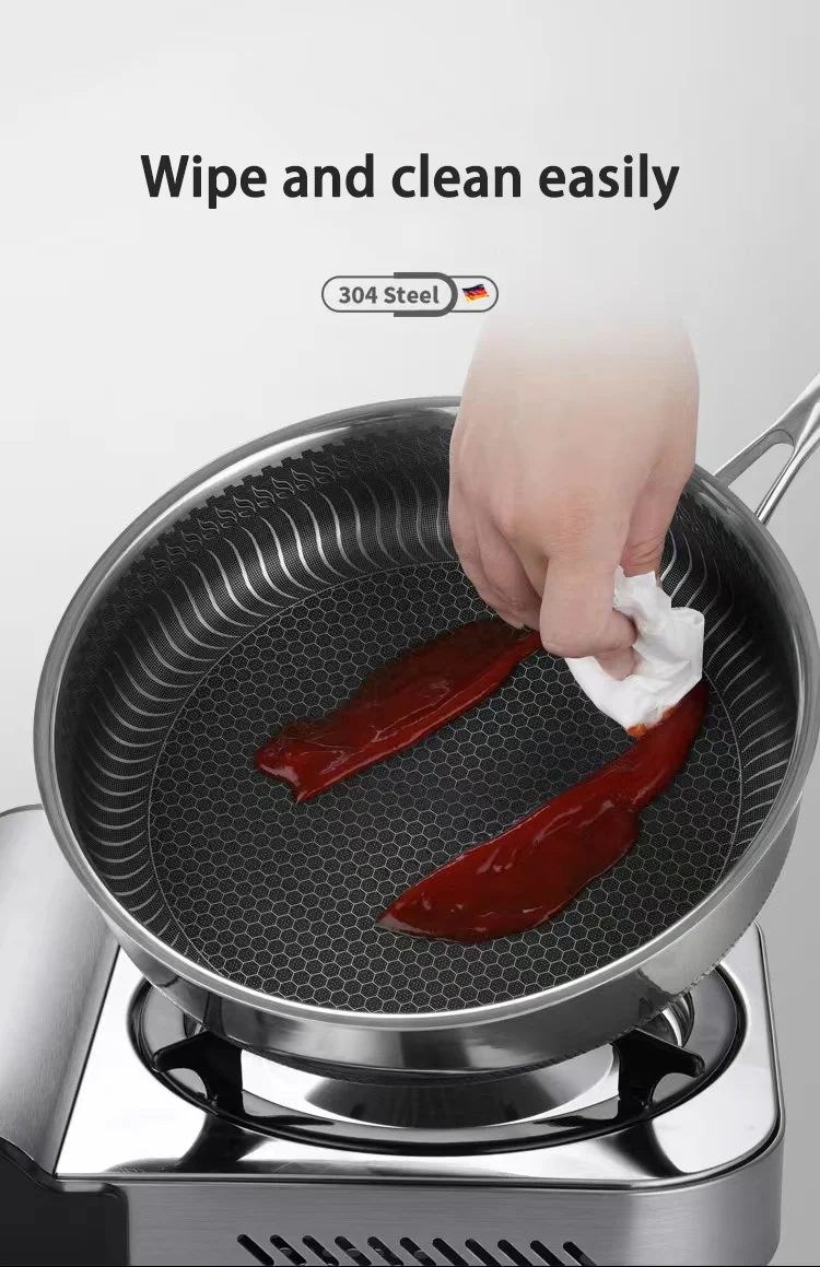 316 Stainless Steel Frying Pan Uncoated Nonstick Pan