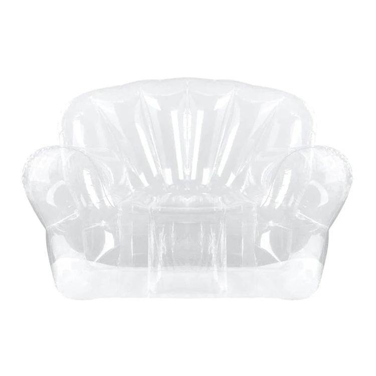 Transparent Inflatable Chair Clear PVC Inflatable Single Sofa Outdoor Indoor Blow up Couch for Bedroom