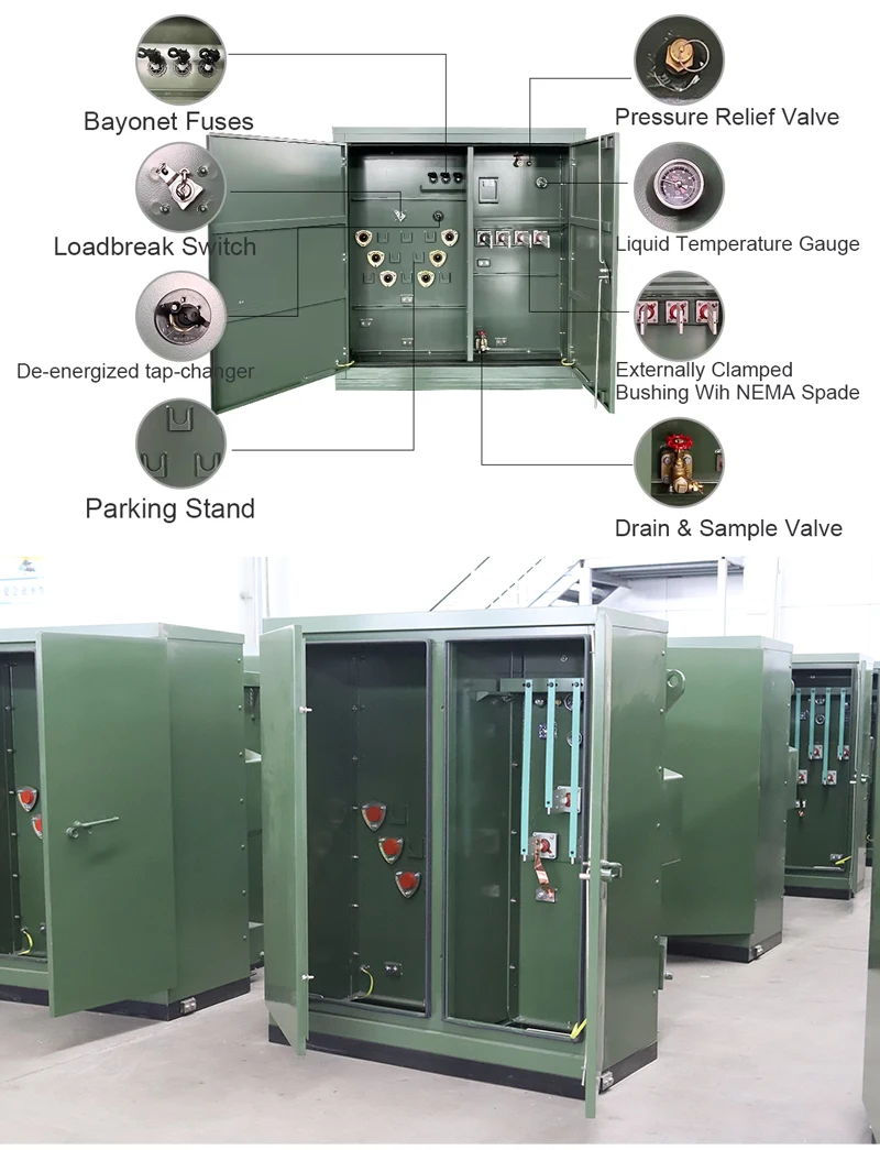 75kva 152kva 225kva Three Phase Distribution Power Transformer Outdoor Compact Substation with Combined Box 0