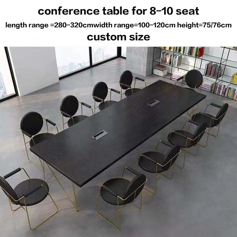 
Современная офисная мебель, стол для конференций из массива дерева на заказ, стол для встреч из черной сосновой древесины 