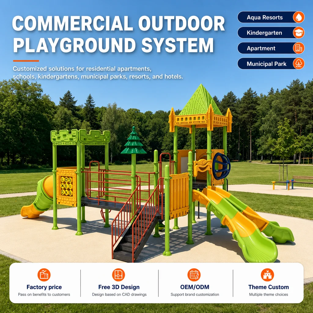 Castle Outdoor Playground Equipment Kids Climbing Frame Slide Swing Set Galvanized Steel CE CPC ASTM Certified OEM Wholesale Low