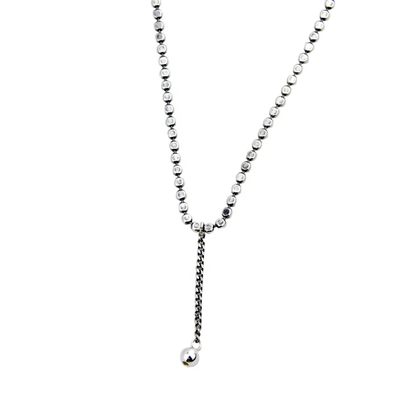 Серебряная цепочка с подвеской в виде шара маленькая свежая и простая для девушки серебряные цепочки 925 пробы подарочное покрытие античным серебром