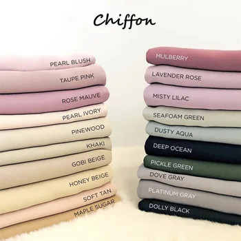 Custom wholesale long chiffon wrap shawls solid color girl plain malaysia muslim scarf women chiffon hijab for women hijab