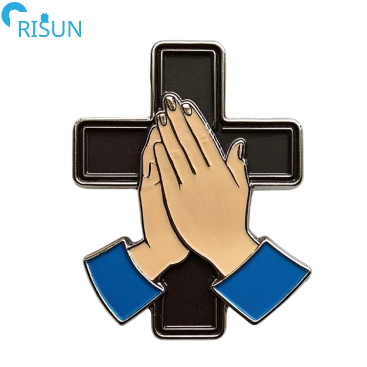 Factory Customized Enamel Christian Jesus Church Religious Cross Lapel Pins Badges Brooches Custom Cross Enamel Pin