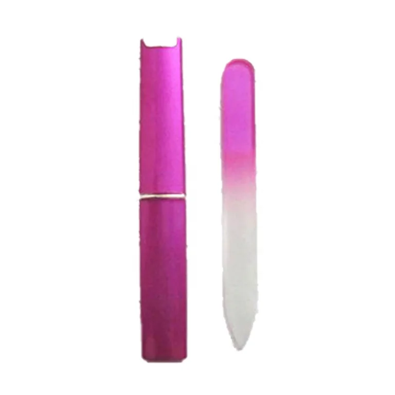 Glass Nail File * Double Round Nano Glass Custom Printed Colorful Crystal Lovely VW-GNF-001 Pink Your Design 14*1.2cm 15*1.5cm