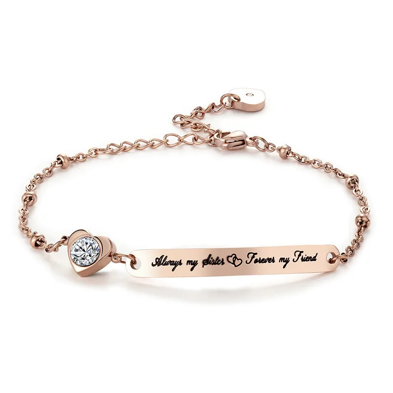 Stainless Steel Peach Heart Diamonds 