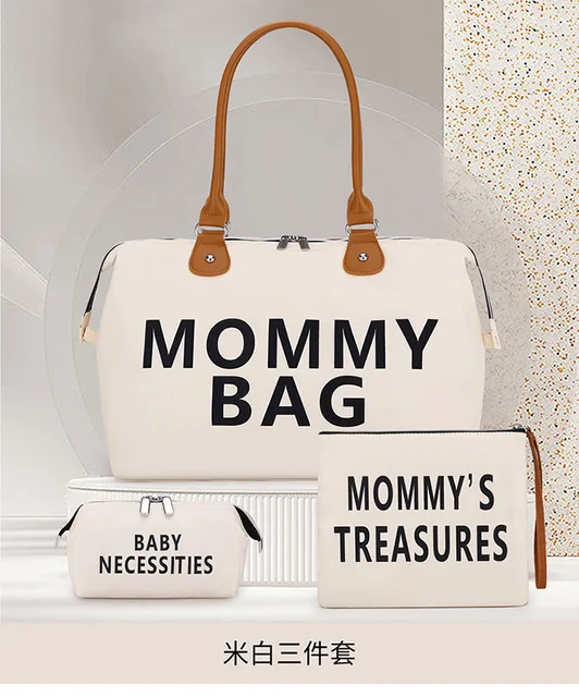 Mummy Bag Three-piece set Large capacity baby diaper bag Tote bag Dry wet separation shoulder handbag