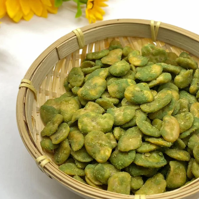 Hot Sale Nut Snack Wasabi Coated Broad Beans Spicy with Sweet Fava Beans factory