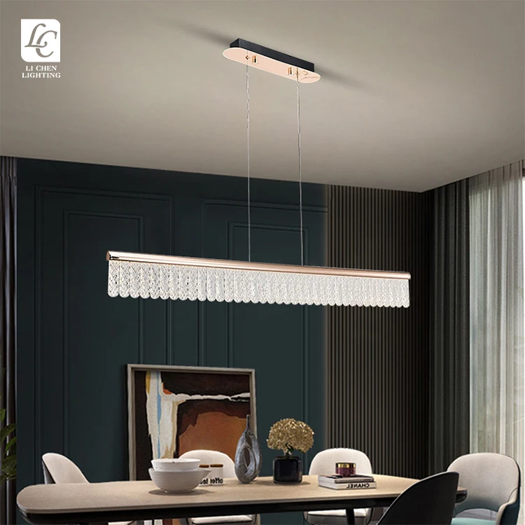 P0057 Modern Indoor Decoration Gold Chandelier Living Room Dining Room Acrylic LED Pendant Light