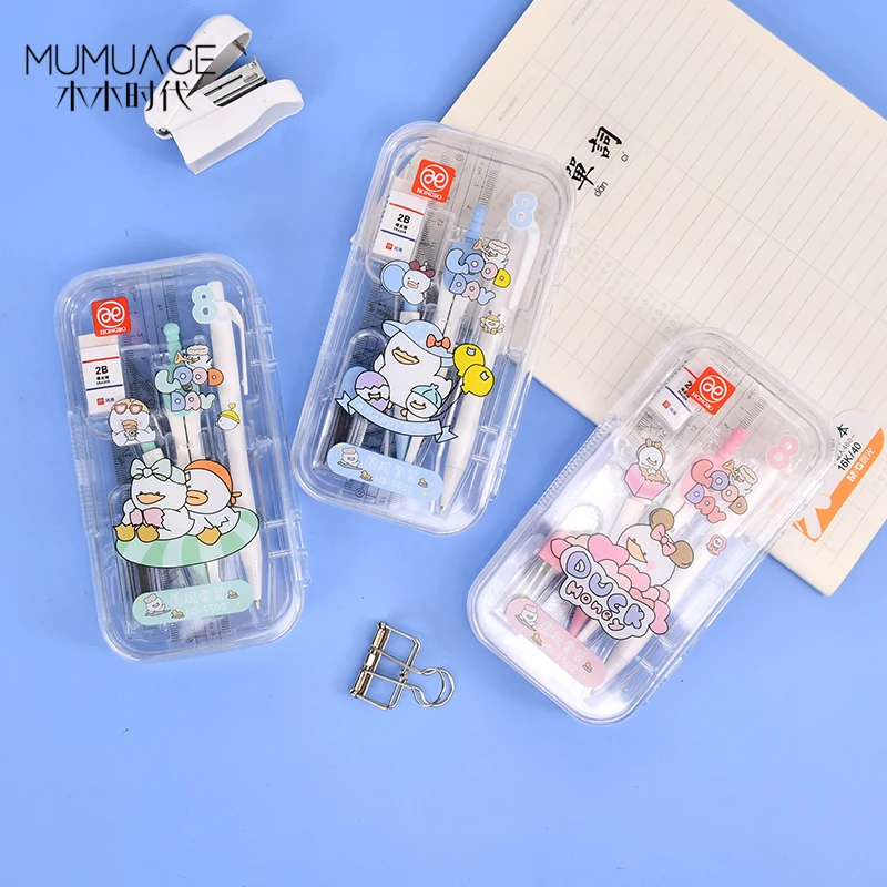 Набор компас математической геометрии 8 шт. включает компас, механический карандаш, 4 линейки, ластик, набор ручек для математики