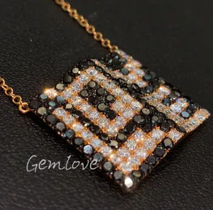 2026 New Fashionable 18K Gold Women's Square Necklace, Lab-grown Round Cut Diamond, Suitable for Party Occasions
