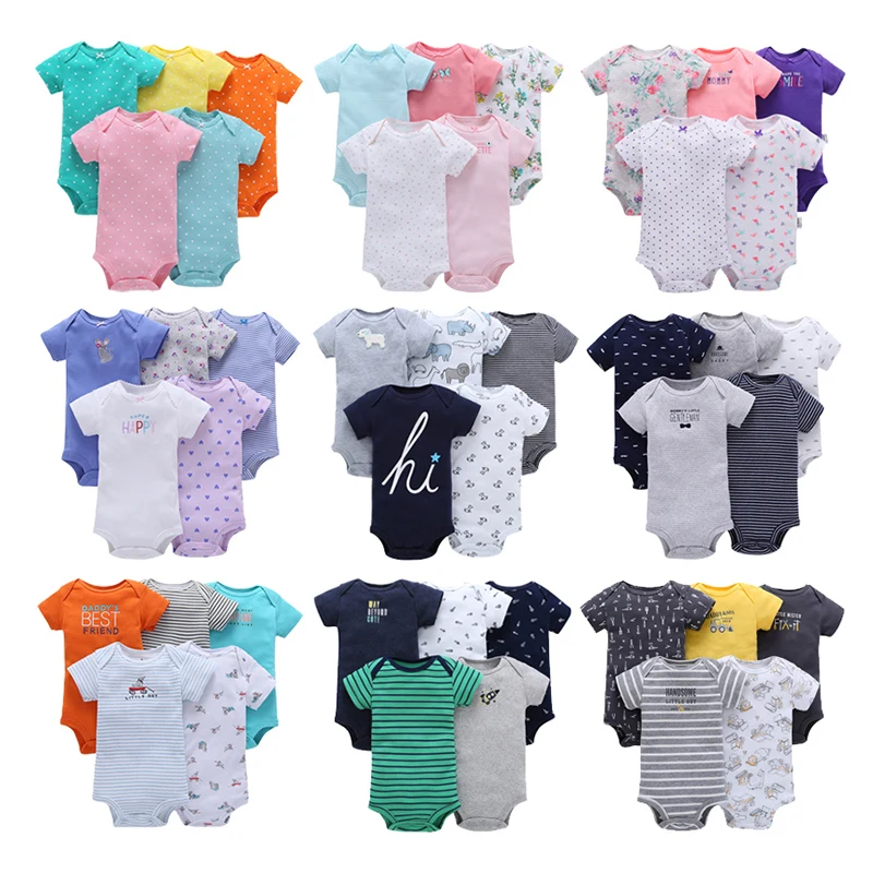 5pcs Set Cotton Baby Bodysuit Unisex Short Sleeve Hihg Quality Baby