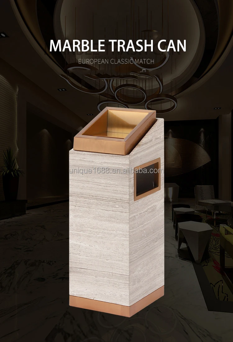 2022 New Luxury Hotel Lobby Marble Trash Bin Soot Storage Bin Garbage