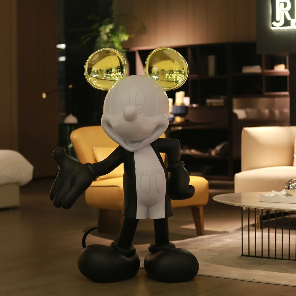 Большая полимерная сидячая Гальваническая скульптура Микки для художественной коллекции