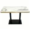 plateau en pierre brillante + base en acier inoxydable noir